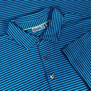 Tasc Performance Polo‎ Shirt Mens S Blue Black Stripe Organic Cotton Bamboo Golf